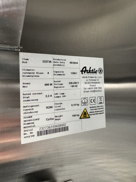 Lodowka gastronomiczna dwuskrzydlowa arktic