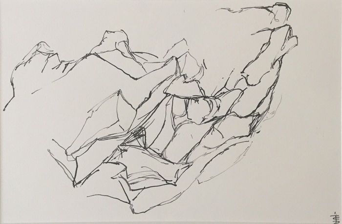 Desenho a tinta da artista Christine Piot