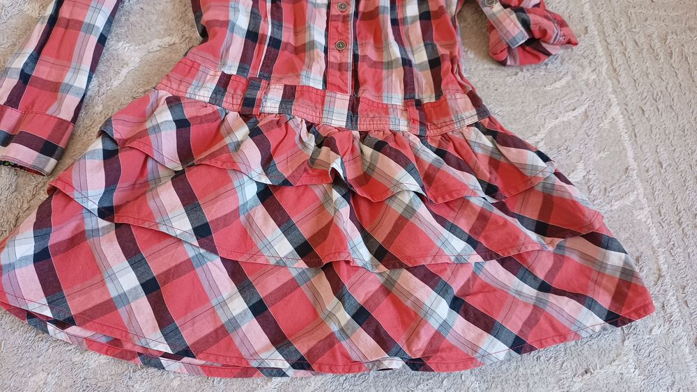 Sukienka koszulowa krata dla małej damy rozm. 140