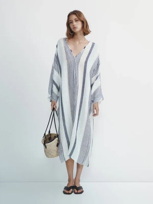 плаття, плаття-сорочка з вафельного трикотажу massimo dutti , оригінал