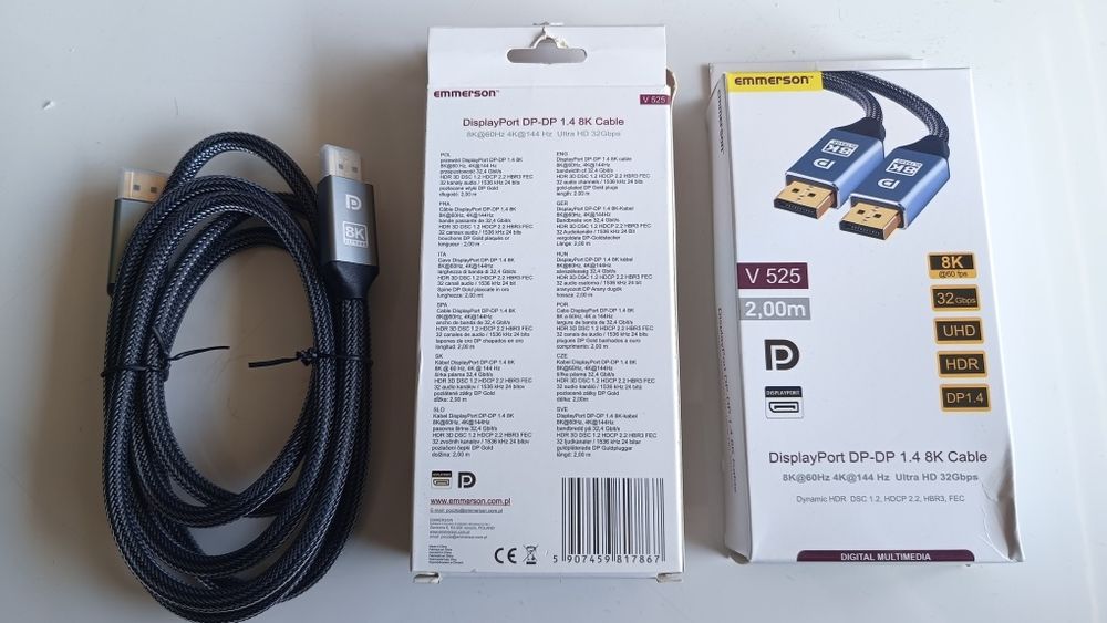 Kabel DisplayPort 1.4 8K 60Hz  2m.2szt.