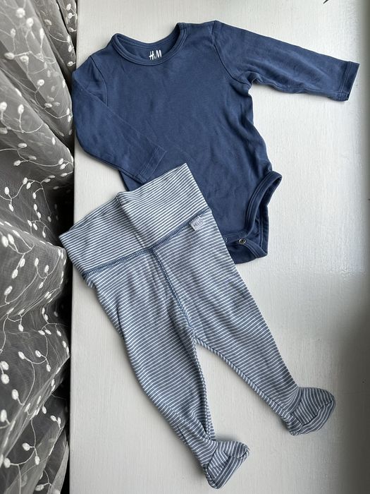 Комплект набір боді повзунки 2-4 міс 56 62 hm сині на хлопчика h&m
