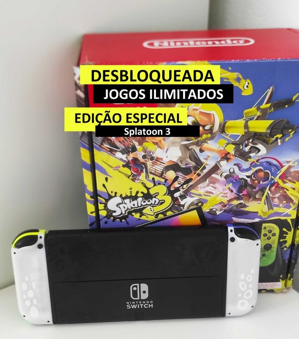 Nintendo Switch OLED - Splatoon 3 -Edição Especial - Desbloqueada CFW + Cartão 256GB