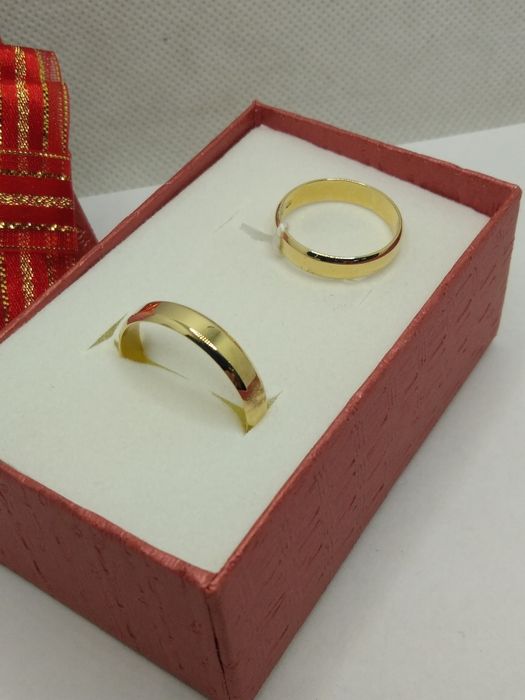 Złote obrączki fazowane płaskie, złoto 585 rozmiar 14, 25