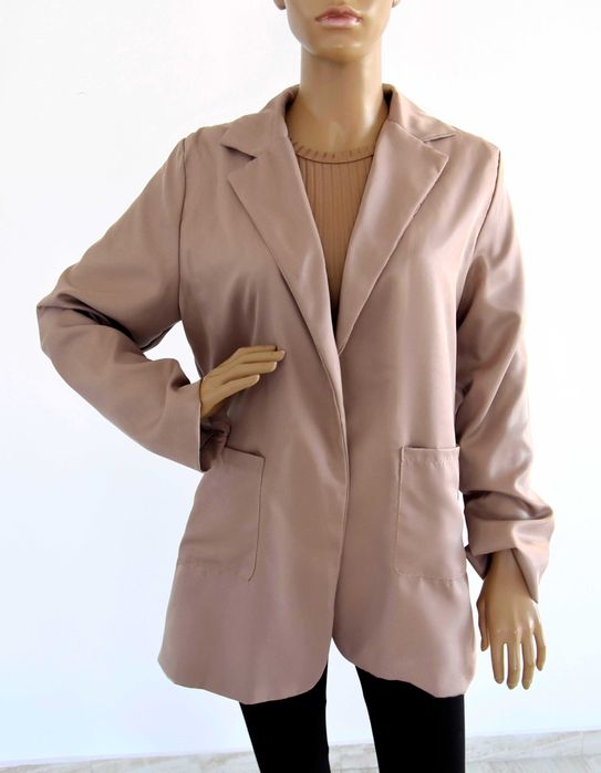 Ciemnobeżowa kawa z mlekiem marynarka żakiet L 40