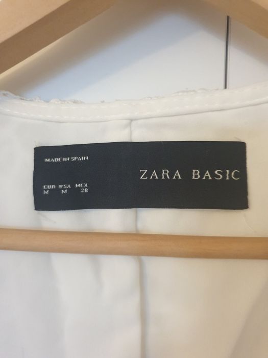Marynarka kremowa z gipiury Zara Basic M