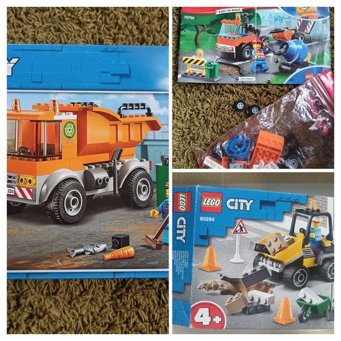 Lego city 60220 śmieciarka + 10750 samochód robót drogowych 60284 poja