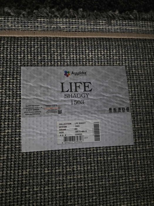 Tapete Life Shaggy 1503 — Cinzento, 300x400 cm