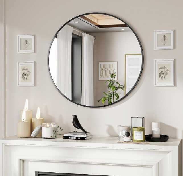 Lustro okrągłe BEAUTYPEAK 60 cm czarna aluminiowa rama
