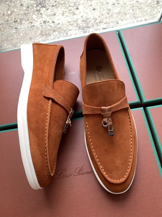 Лофери бежеві руді замшеві жіночі loro piana sammer walk