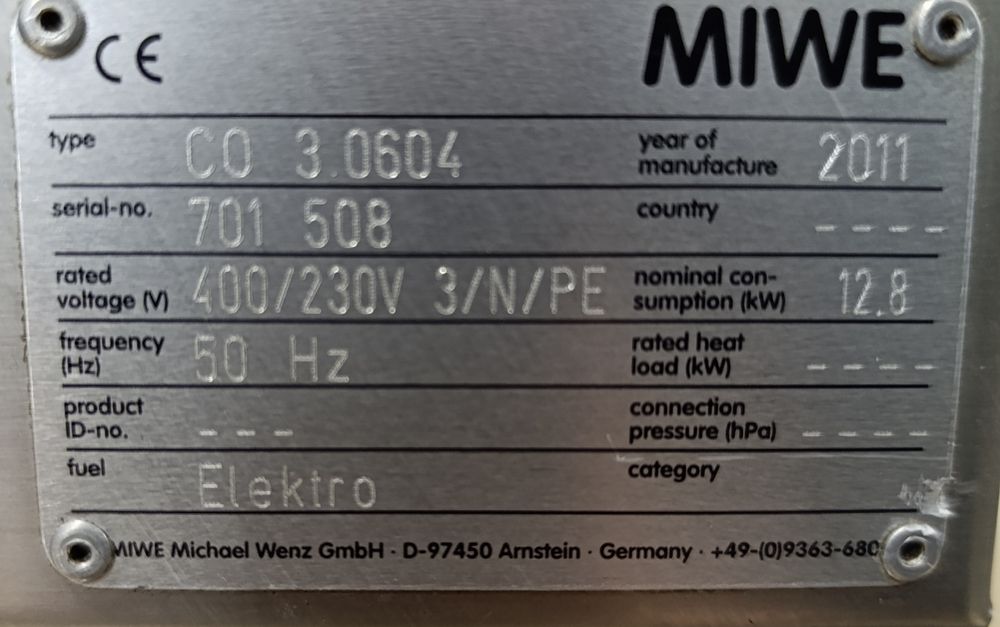 Подова піч Піч Комплект Miwe Розстойка Для хліба