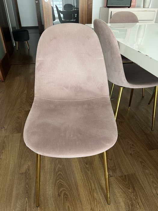 6 Cadeiras de veludo com pes dourados