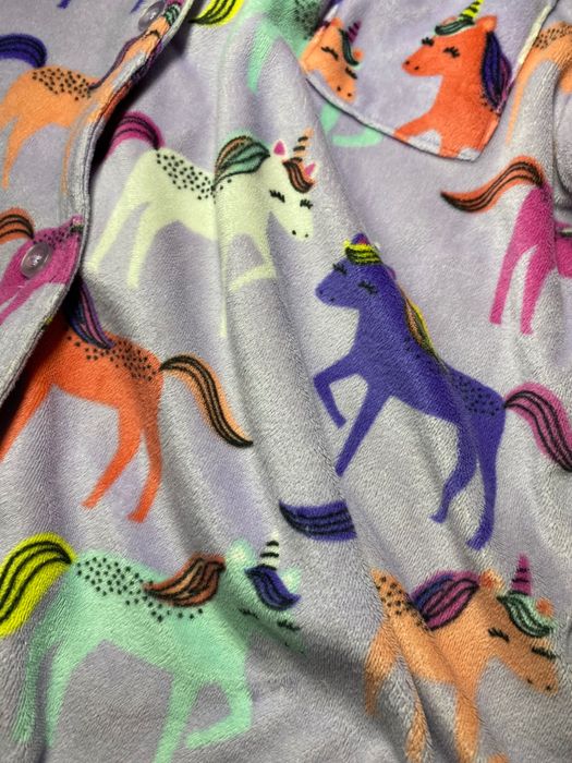 Тепла піжама з єдиноріжками дівчинці 8-9р. Велюровий комплект для дому