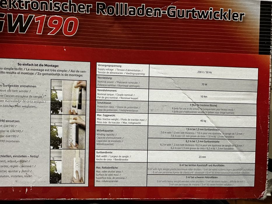 Роликовий намотувач ролетів, штор SuperRollo GW190