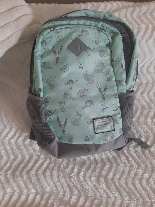 Plecak szkolny dziecięcy HEAD ze zwierzątkami jasny miętowo-szary