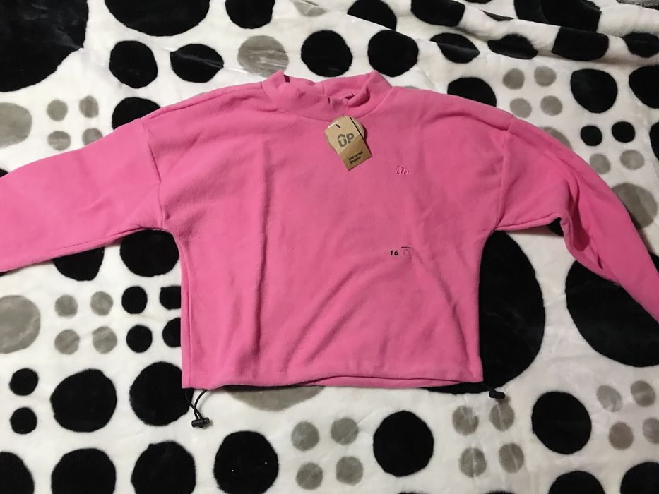 Camisola polar curta rosa *nova*