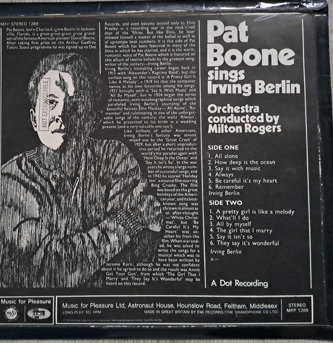 Pat Boone Sings Irving Berlin CD