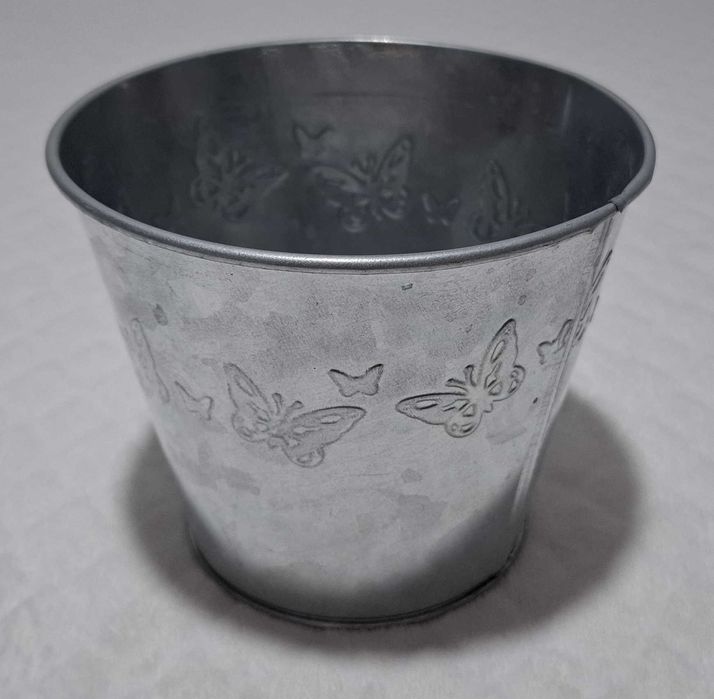 Metalowe wiaderko, osłona doniczki, motyle, 11cm (Kreatywne, Pojemniki