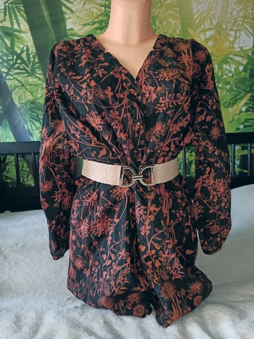 Koszula - tunika damska z kwiatowym wzorem r L