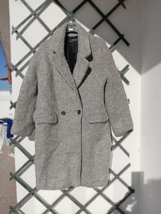 Casaco Comprido Cinza – Zara | Tamanho M
