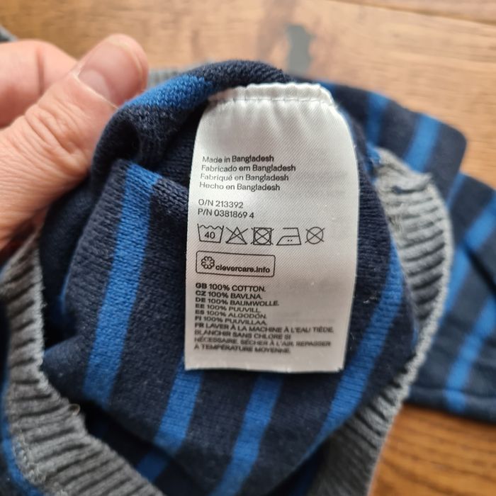 Sweter granatowy w paski bawelna H&M r. 68