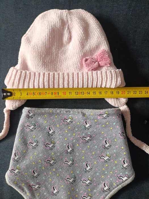 Czapka jesień zima dla niemowlaka noworodka apaszka chustka szalik 62