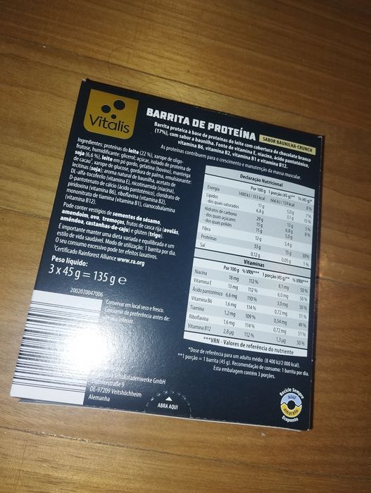 Barras de Proteína Vitalis Novas Seladas – Chocolate e Baunilha