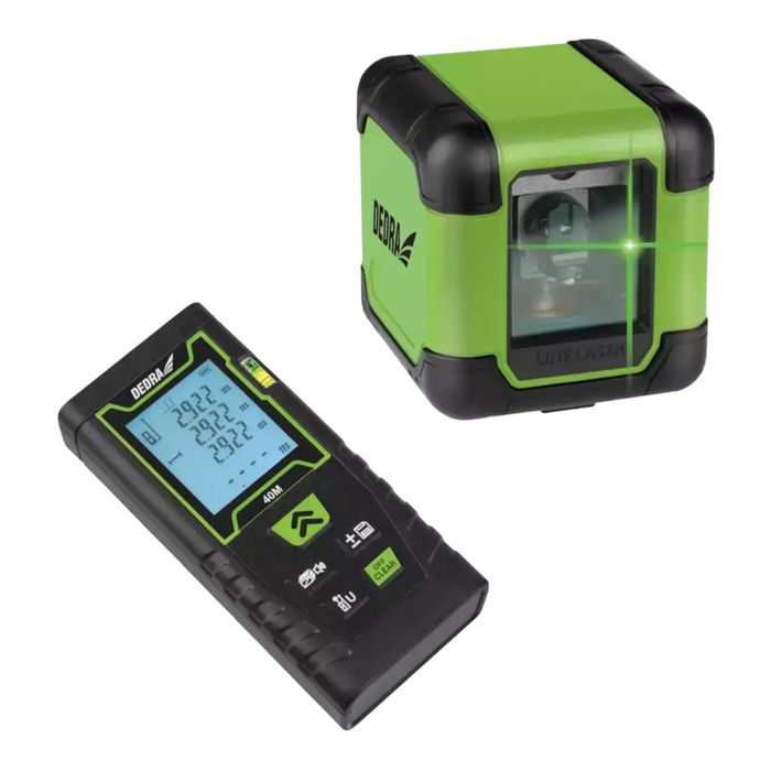 Zestaw Narzędzi -Laser Krzyżowy Zielony + Dalmierz Laserowy Mc0920
