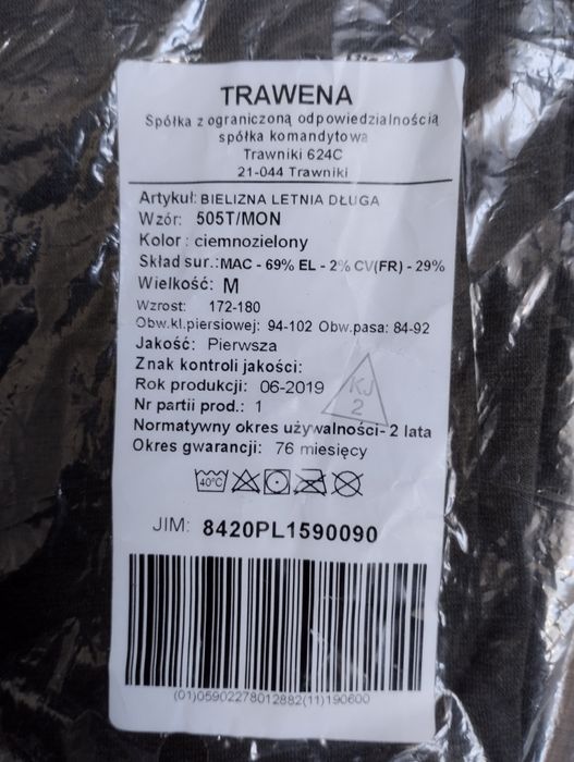 Bielizna letnia długa 505T/MON