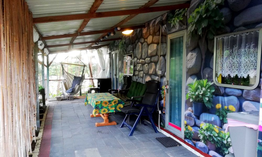 Domek kempingowy nad jeziorem płot, linia brzegowa, 40m-pomost, plaza