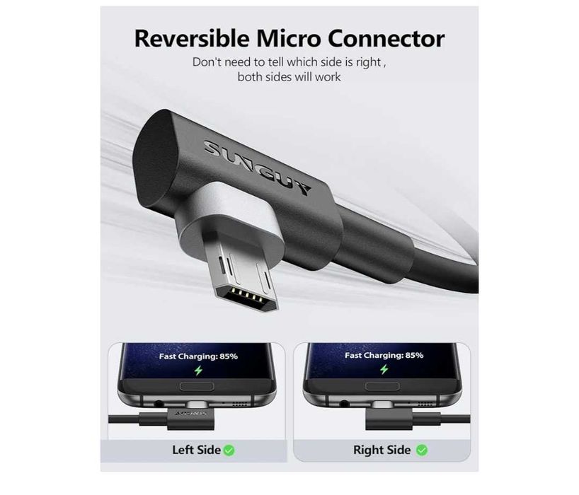 Kabel micro USB 90 kątów, 2 sztuki, 1 m USB na micro USB,
