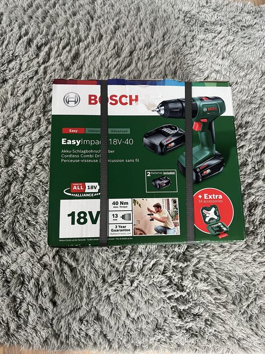 Wiertarko-wkrętarka udarowa Bosch Easylmpact18V-40+2 baterie+34akcesor