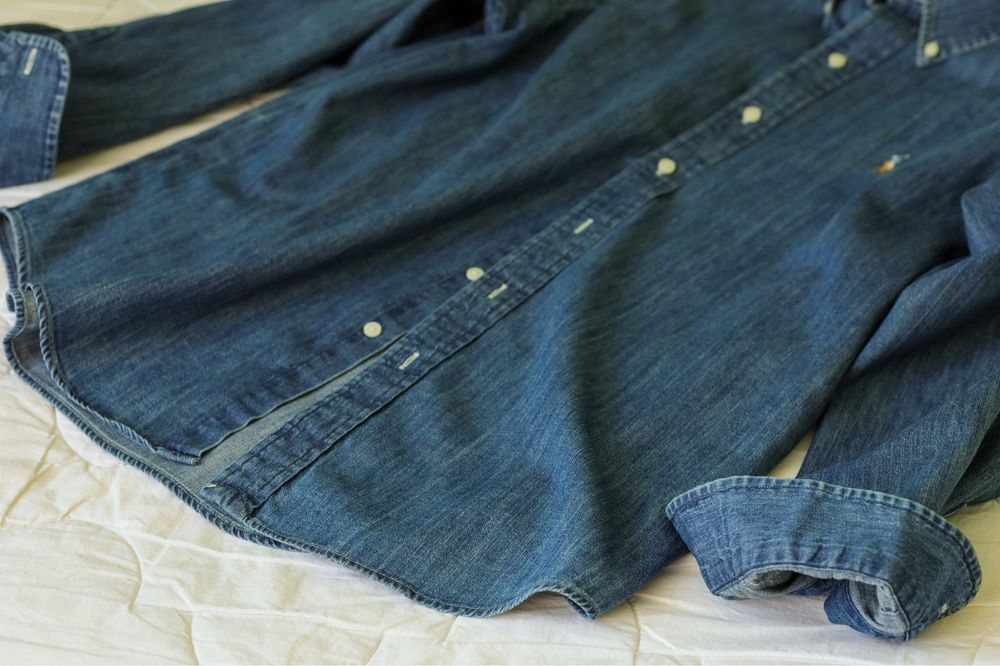Джинсова сорочка Polo Ralph Lauren синя жіноча рубашка бавовна