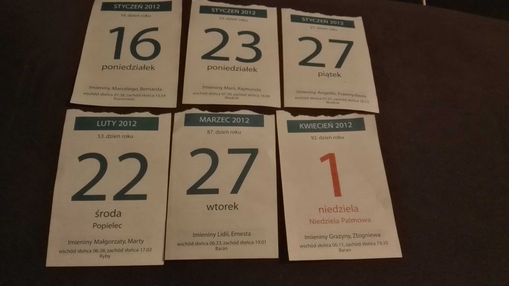 Kartka z kalendarza 2012 rok