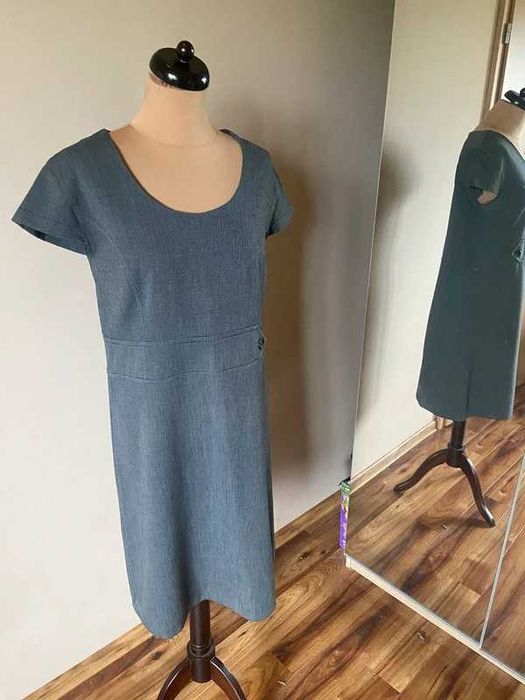 Biurowa sukienka elegancka basic szary braz 44 46 xxl +size