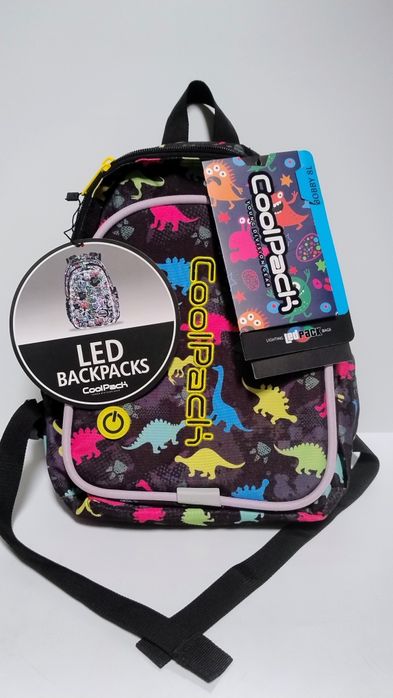 Coopack NOWY świecący plecak do przedszkola dinozaury Led USB 8 litr