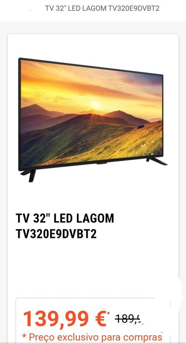 TV FEEL LAGOM LED 32"_FULL HD 1080_Écran 81 cm_HD
Tamanho do ecrã na d