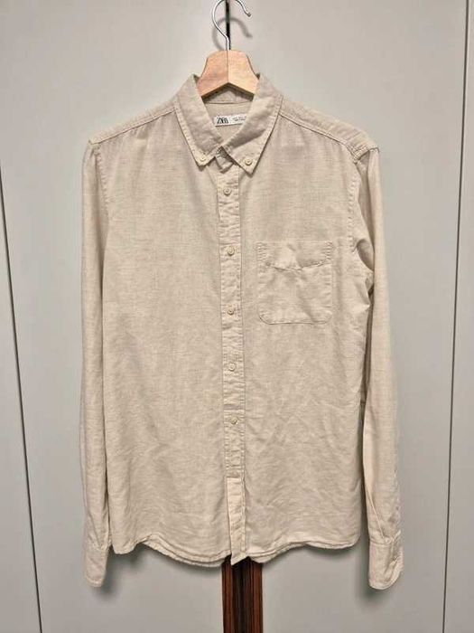 Koszula Zara lniana beżowa casual roz. S