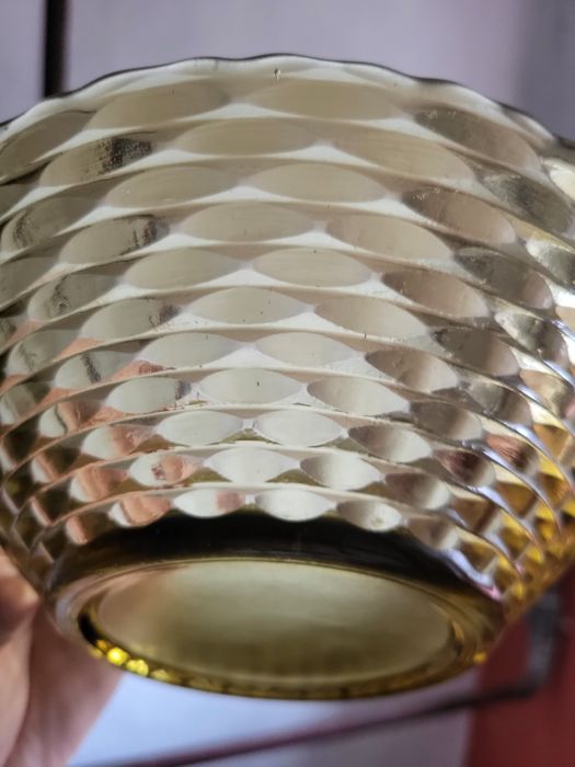 3 miski z żółtego szkła PRL