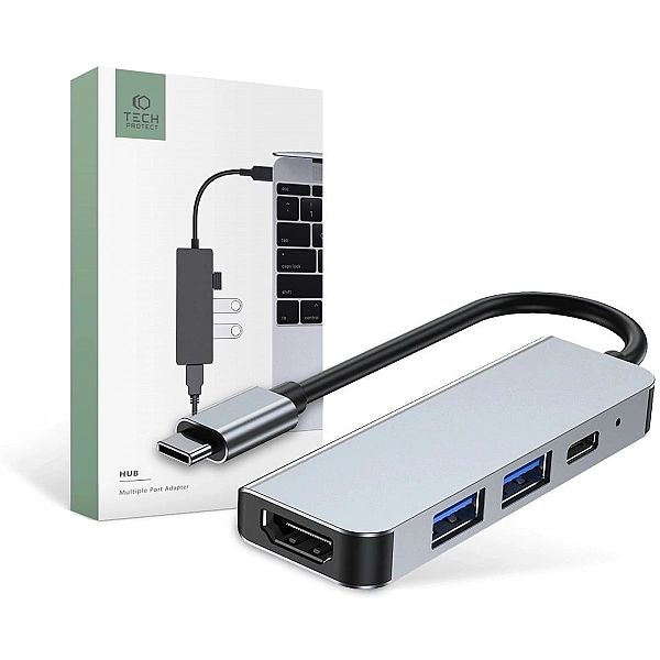 Tech-Protect V2-Hub Adapter 4In1 Grey