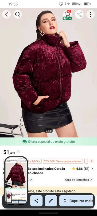 Casaco acolchoado usado 3 vezes