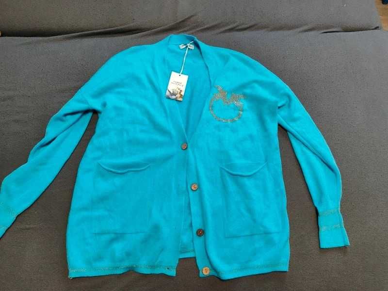 Made in Italy śliczny turkusowy sweterek rozpinany wiskoza l/xl