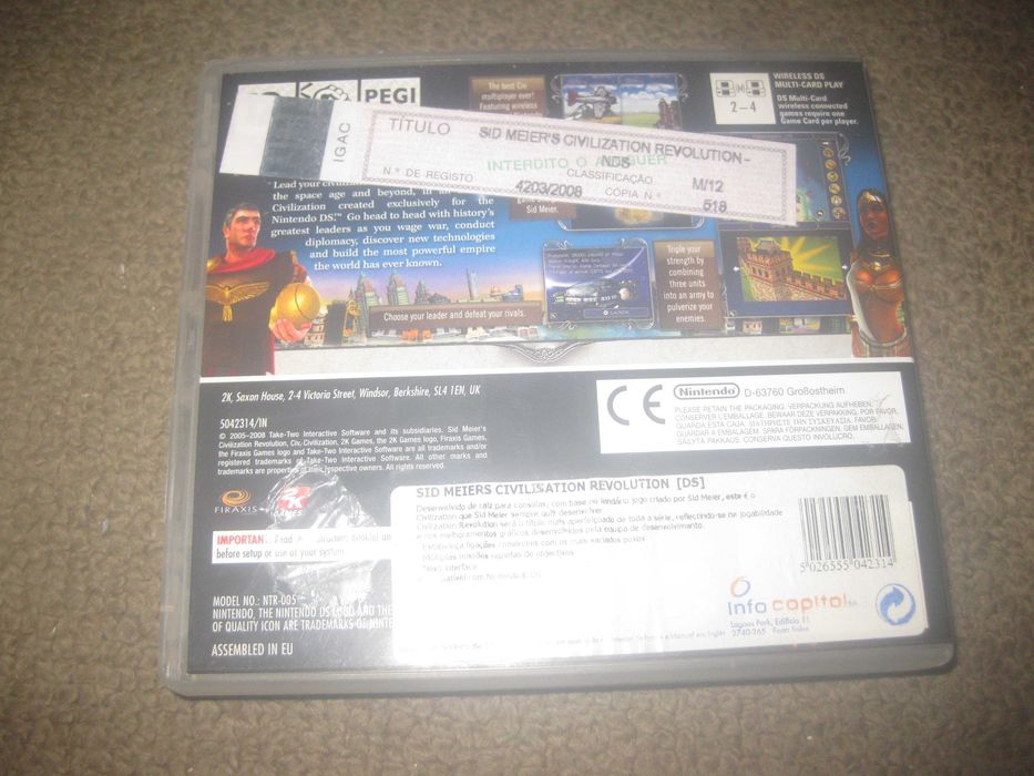 Jogo "Sid Meier`s Civilization Revolution" para Nintendo DS/Completo!