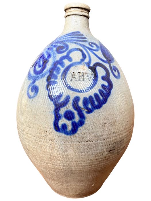 Jarro de Cerâmica Antigo - Stoneware Salt-Glazed - AHV - Século XIX