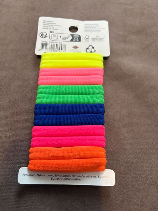 Neonowe gumki do włosów - 6 par