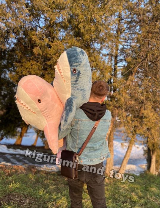 Мʼяка іграшка Акула ікеа синя рожева Мягкая игрушка Акула IKEA синяя