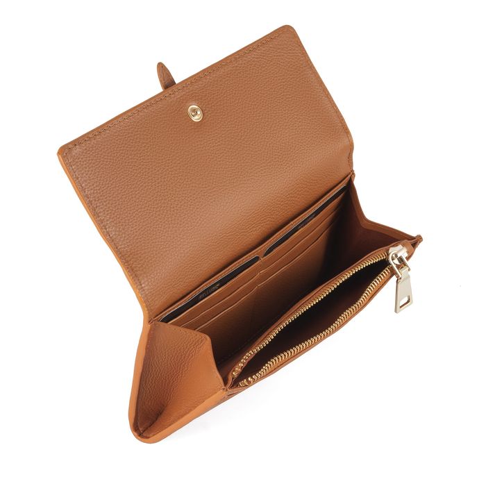 portfel damski skórzany elegancki rfid - jasnobrązowy