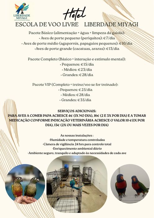Hospedagem de Aves Exóticas e Psitacídeos e atendimento ao domícilio