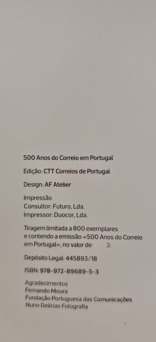 Livro sobre os 500 anos dos correios