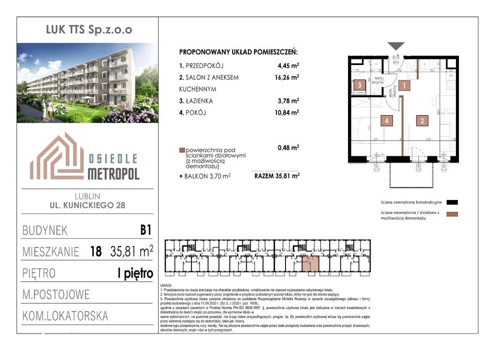 Budynek 1 Mieszkanie 18 | 2 pokoje z aneksem